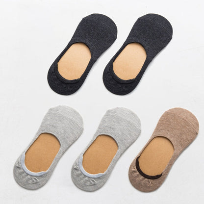 5 Pairs Spring Summer Women Socks Solid Color Fashion Wild Shallow Mouth Girls Female Invisible No Show Slipper Socks